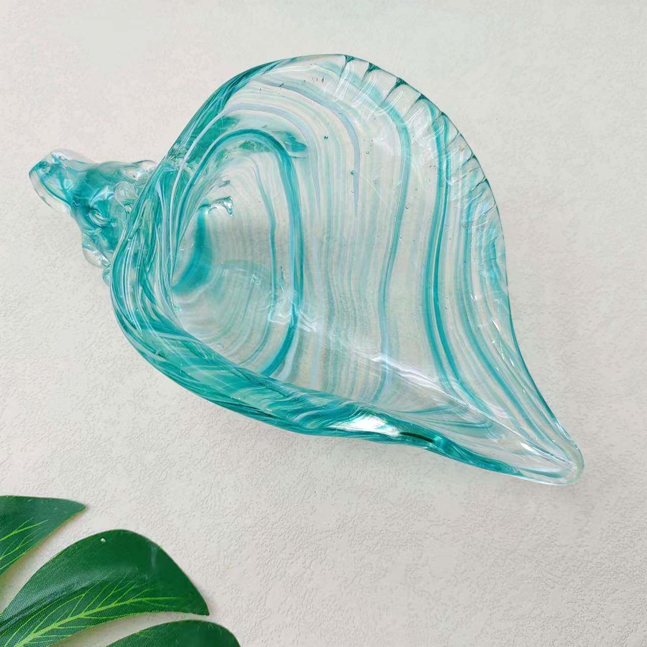 现代艺术贝壳海螺玻璃器皿果盘摆件样板间家居客厅餐桌玄关工艺品