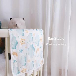 Rae Studio 自制 竹棉纱布新生儿拍嗝巾 宝宝枕巾 云片枕 小方巾