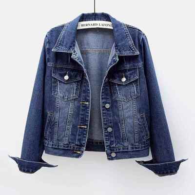 Spring Autumn Women s Denim Jacket Long Sleeve Overcoat Loos