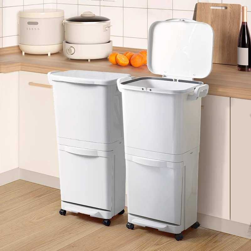 带专用脚踩高家用大容量分离垃圾桶桶干湿厨房款余盖厨弯腰免分类