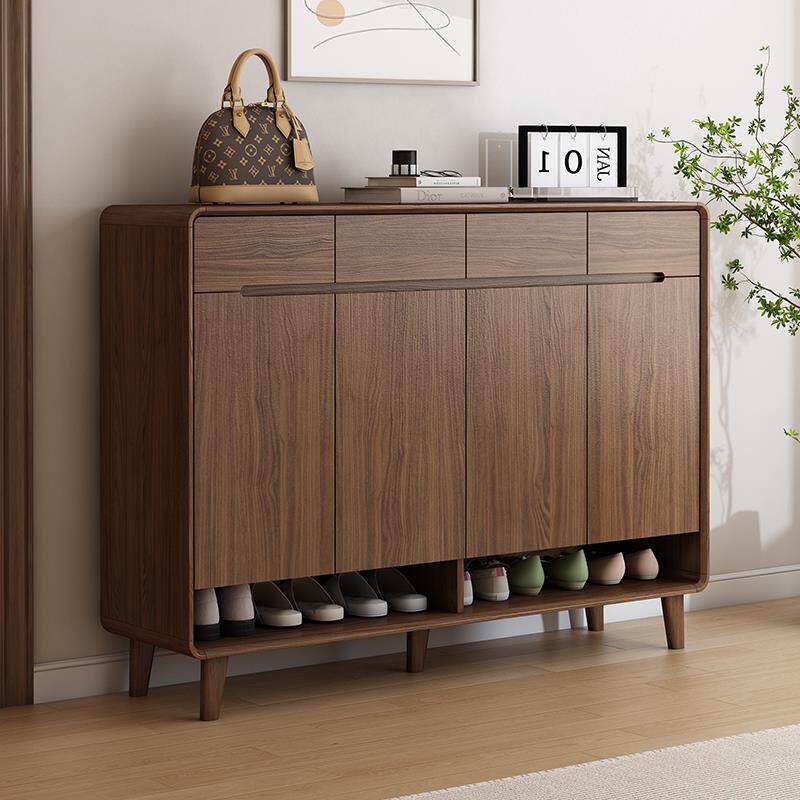 帝义实木圆角鞋柜家用2025爆款门口入户大容量收纳柜楼道靠墙盖布