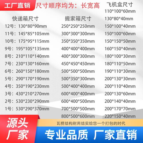 装纸箱包快递邮政流云仓飞机盒层特硬袋装现货三五物SDM层2号