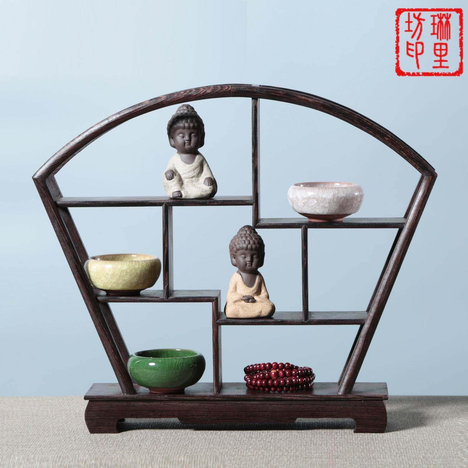 新中式家具装饰拍摄小饰品博古架实木中式摆件中国风古风道具背景