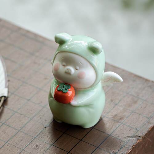 创意茶宠摆件精品陶瓷可爱小猪茶台茶桌桌面装饰品茶道零配件