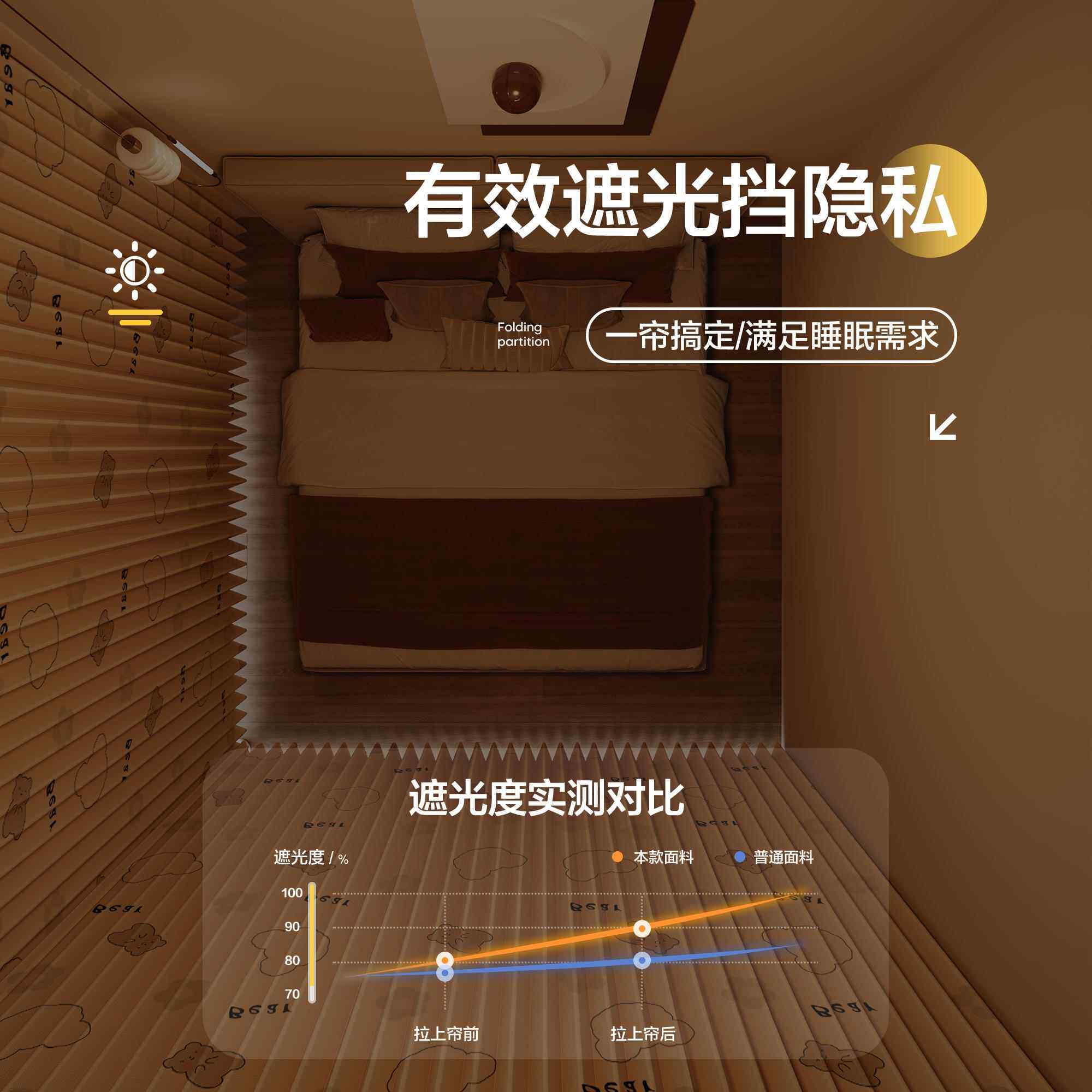 一房变两房隔帘10019518叠隐免打孔安装出租分屋割客厅帘卧室门屏