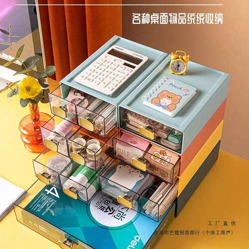桌面收纳盒抽屉式办公室书桌宿舍整理学生小文具盒子大置物架
