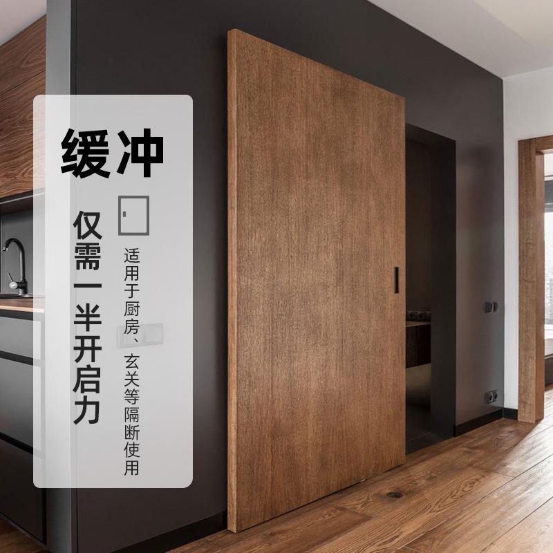 缓冲隐形小款推拉门门 双向五金位幽灵滑轨木门轨道移配件门重叠