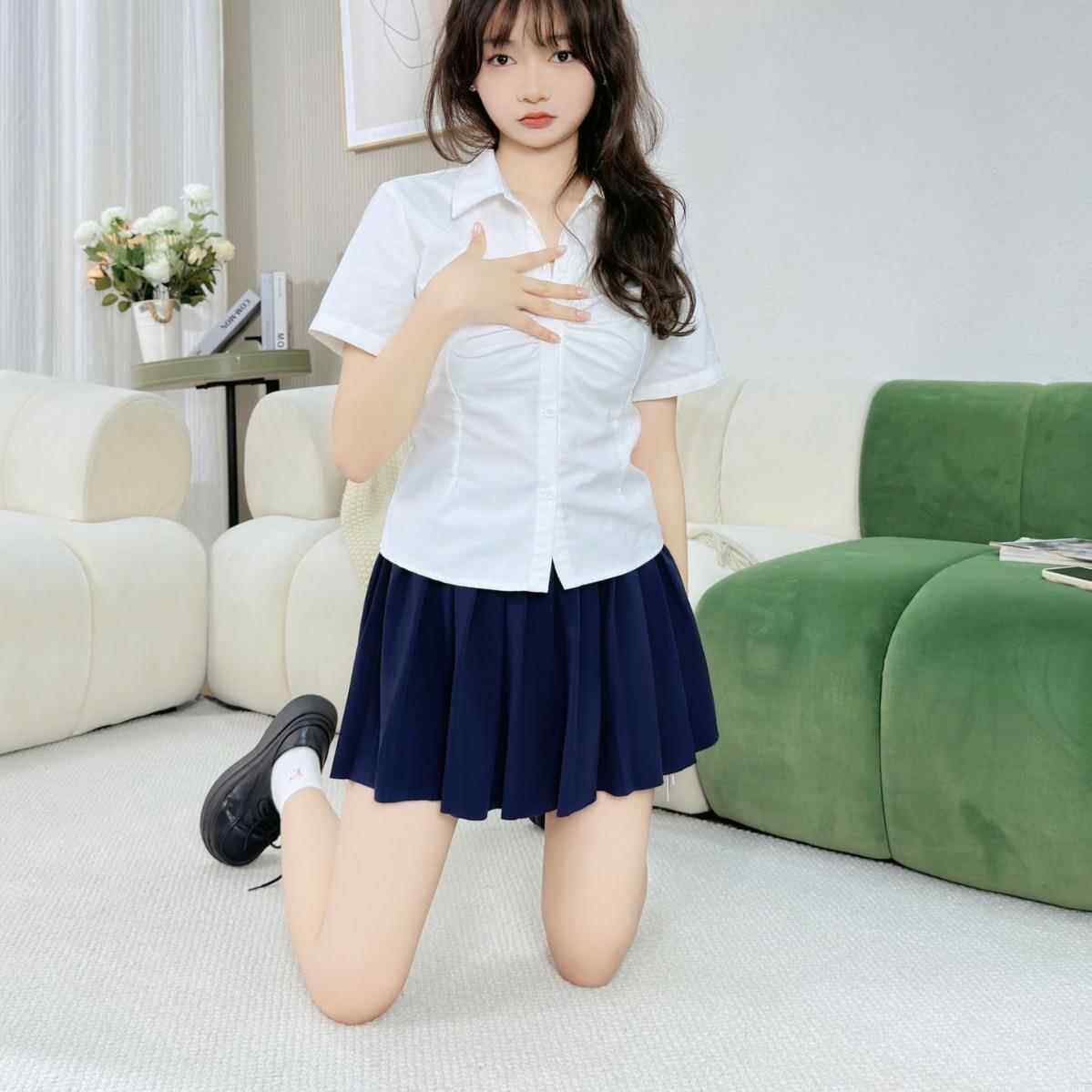 纯色CM松紧腰带百褶JK半身短裙百搭修身高腰裙子外贸速卖通现货定