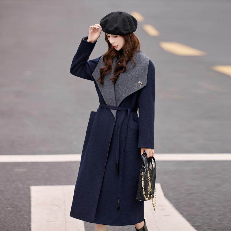 双面羊毛衣女中感长大款2025年秋ZAI8529S冬新系款高级气质带复古