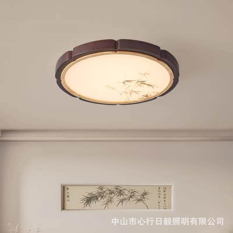 新中式宋氏美学卧室吸顶灯中国风禅意主卧书房护眼灯胡桃木卧室灯