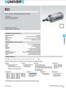 UNIVER气缸KD2000400280M/KD2000400285M/KD2000400290M/KL100032