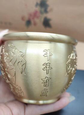 铜A321143摆黄铜水缸办公摆件客室件厅小号纳福米缸聚宝缸盆家居