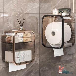洗脸巾收纳盒壁挂式垃圾桶透明纸巾盒壁挂式面巾卷筒卫生纸卫生纸