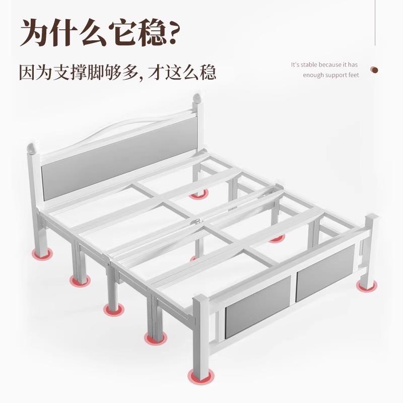 lw0折叠床双人床1米2家用简易单人床出租房午休1米5宿舍硬板铁床