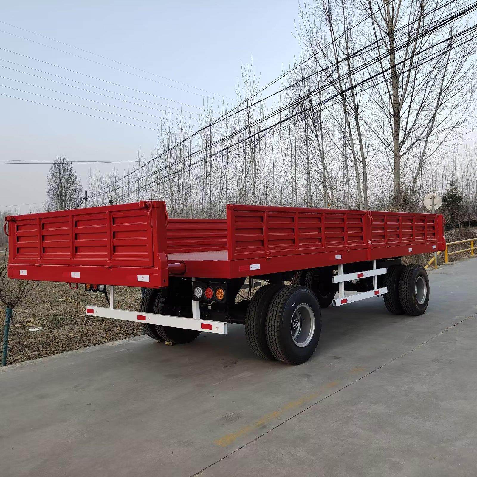 20吨箱板拖车设备可伸缩箱板农用拖挂车工具车载物运输物料车