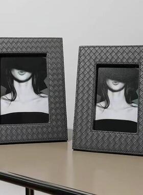 简约代现高档编床织皮质相摆台样板间卧室头框柜客厅边HR6790几创