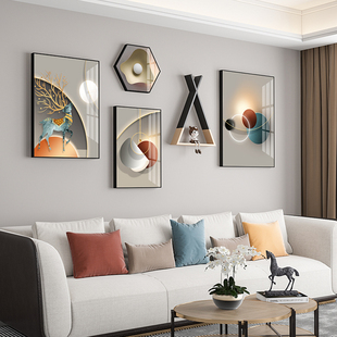 客厅挂画现代轻奢高级餐厅挂画沙发后可组合挂画装 饰画