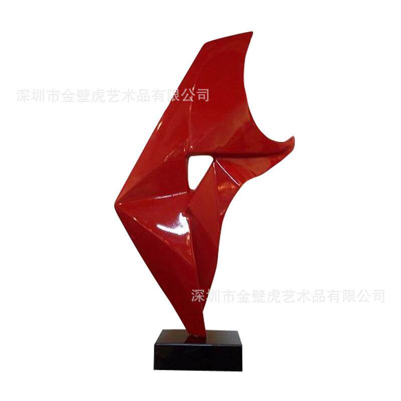 抽象红色旗帜雕塑 样写字楼抽酒店现代象jbh-f树板脂装饰摆件 多