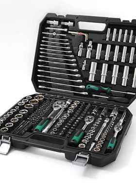 216PCS黑盒组套工具箱棘轮扳手铬钒钢套筒多型号组合汽车维修工具