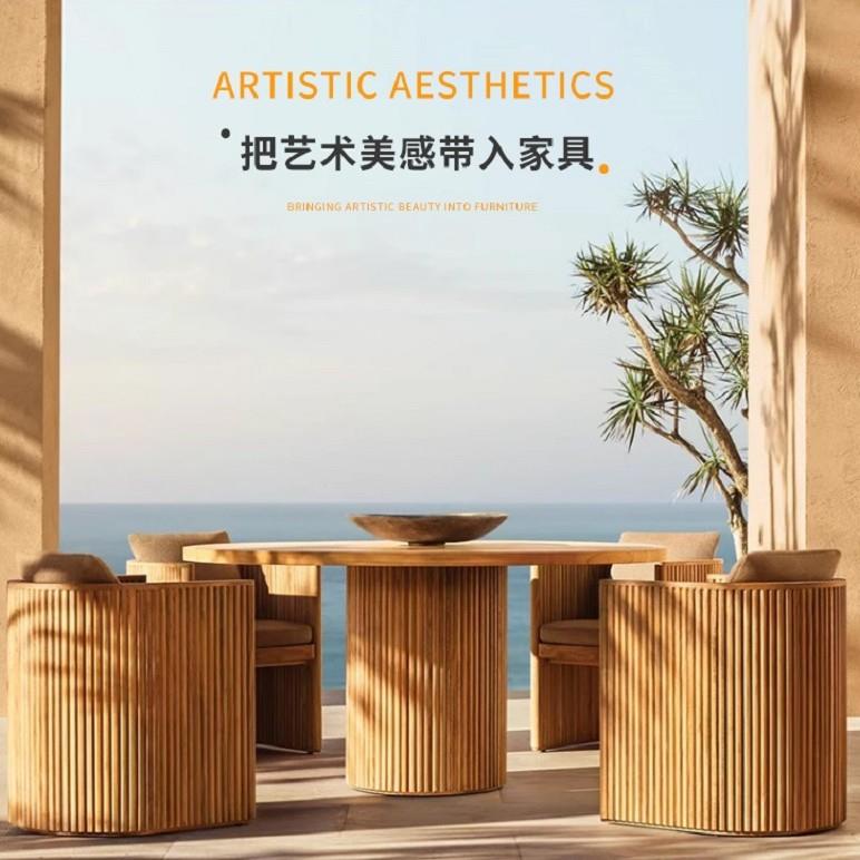 户外柚木沙发庭院别墅花园实木家具室外露天防水防晒休闲沙发组合