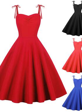 Women's suspender large swing dress