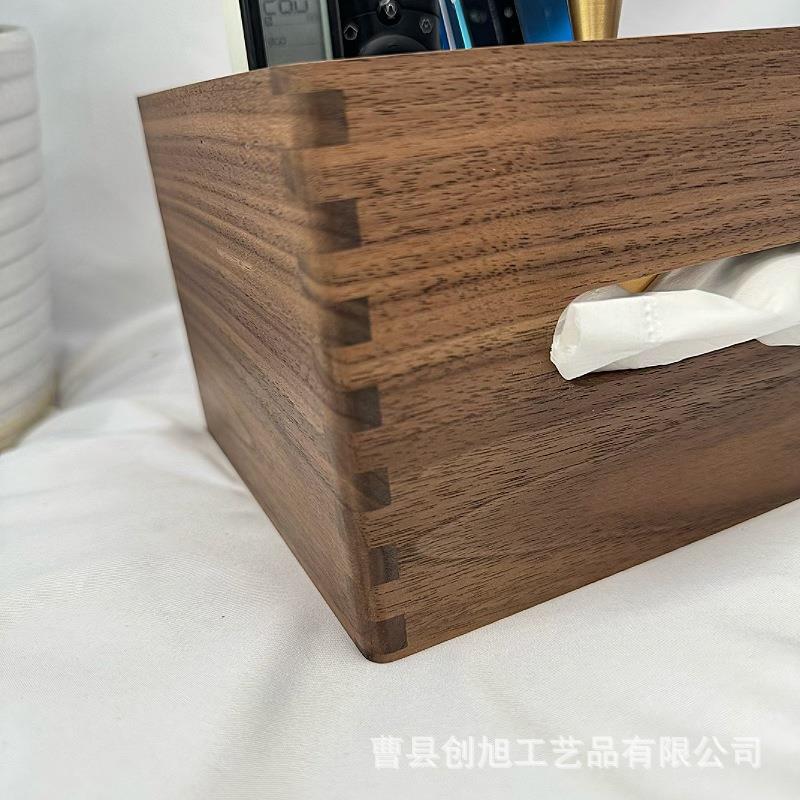 黑胡桃木纸巾盒高级带收纳木质客厅餐纸巾轻奢极简家用办公桌抽纸