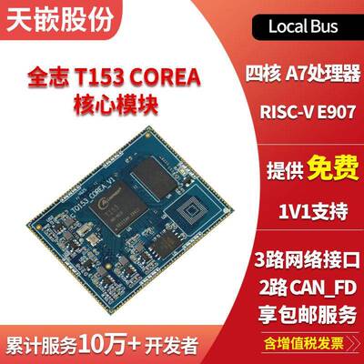 天嵌全国产全志T153开发板 Linux核心板 四核主板PLC 工业HMI开发