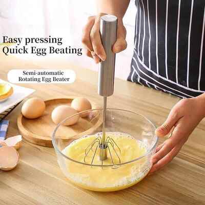 Semi-automatic Egg Beater Stainless Steel Whisk Manual Press