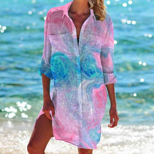 Bikini jacket, shirt, swimsuit, cardigan, women's printed