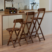 吧台凳靠背可折叠凳子免安装 折叠椅家用餐凳实木高脚椅子吧台椅