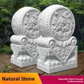 石雕门墩抱鼓石一对汉白玉家用石墩庭院门口别墅青石石鼓镇宅石头