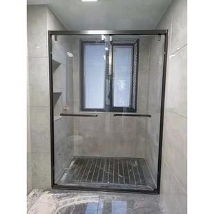不锈钢整体浴房干湿分断隔一字型浴室卫生间离家用淋玻璃门洗617