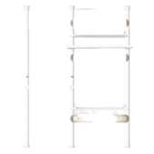 家用不占空间衣帽间卧室落地衣帽架顶天立地置物架低碳钢金属衣柜