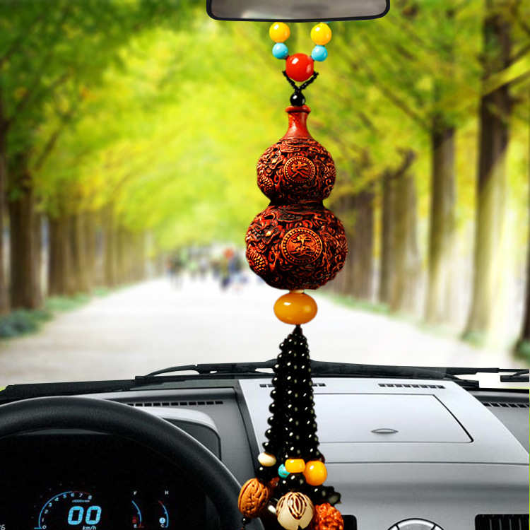 挂件葫芦护路汽车桃饰品装饰品坠黄杨木摆件吊木色龙车载雕刻挂饰