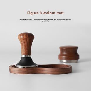 咖啡压粉器三件套胡桃木圆形底座51mm压粉锤收纳架58mm布粉器套装