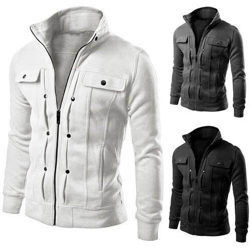 Stand up zipper sweater men's coat cardigan short fleece