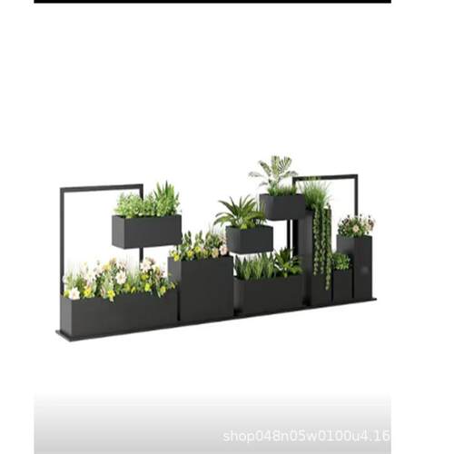 防锈户外铁艺花箱组合商用售楼部餐厅步行街金属花架花槽隔断围栏