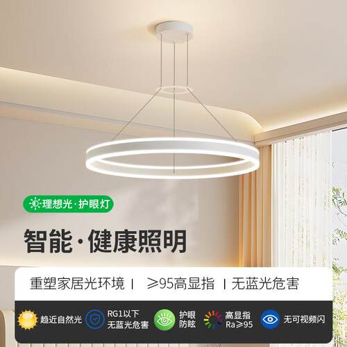 客厅吊灯简现代L52ED护约眼防蓝光卧0室灯房间灯极简圆环厅灯餐55