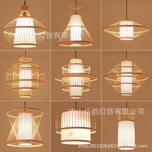 新中式仿古创意竹编灯笼茶室餐厅饭店火锅店日式复古禅意竹艺吊灯