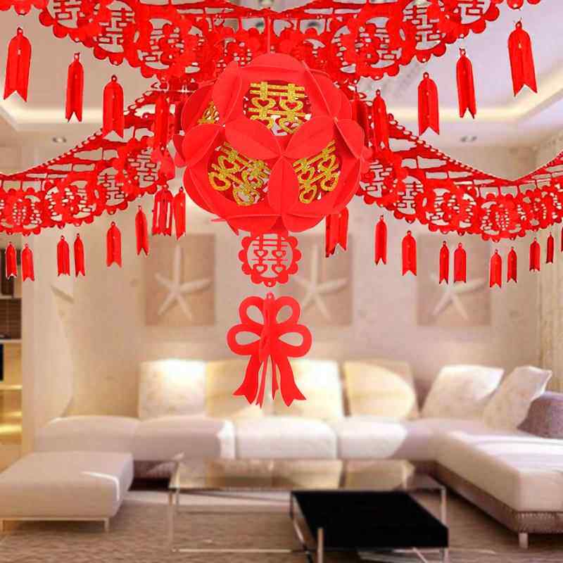 结婚用品无纺布创意新房装饰婚礼喜字拉花挂帘婚房装饰喜庆门帘