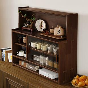 实木桌面置物柜台面茶杯收纳架马克杯茶碗茶具小茶柜餐桌上置物架