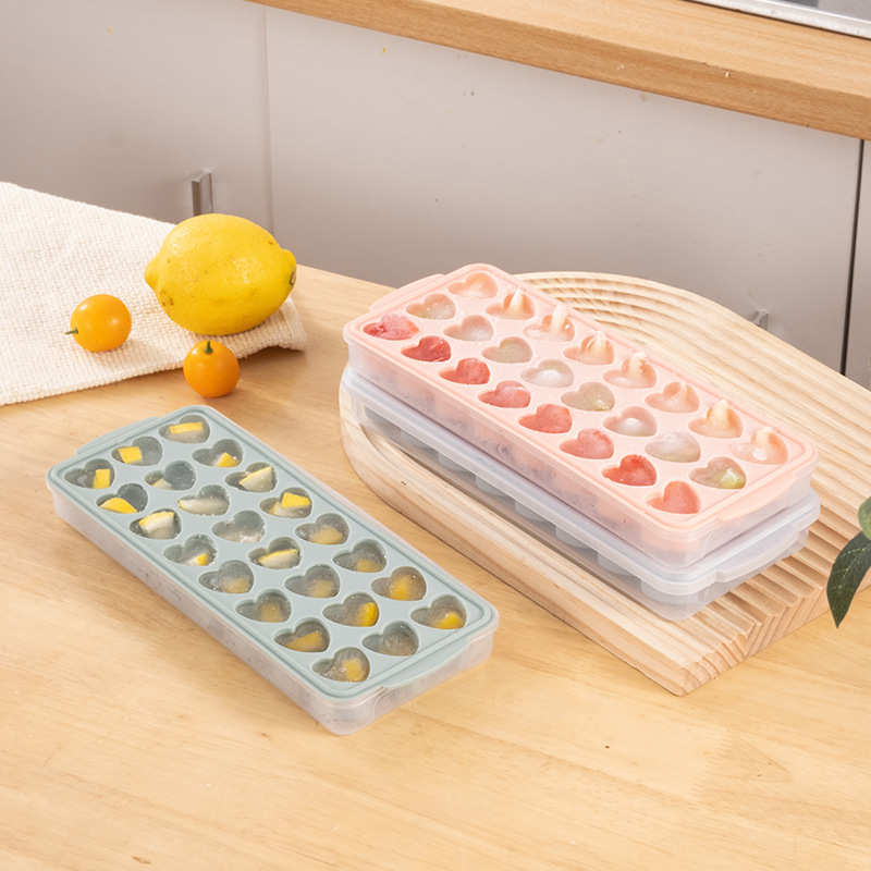 家用冰格模具冰块储存盒带盖制冰器冰箱大容量冻冰块塑料冰盒套装