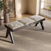 中古实木长凳昌迪加尔床尾凳饭厅不锈钢软包卡座餐桌换鞋 凳长条凳