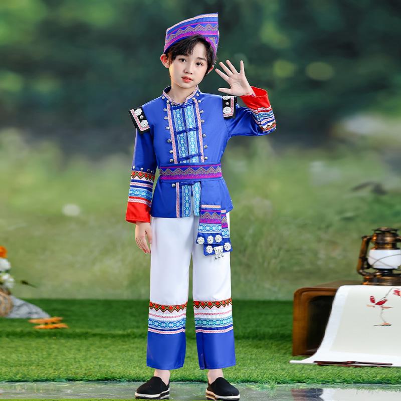 正品新少款男三童月三族数民族服装广西演出服饰土家壮族苗族表演