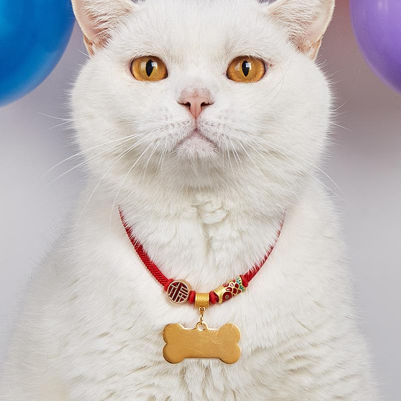 新品宠物项圈狗狗防走丢围脖猫咪刻字中国风项圈猫猫用品现货