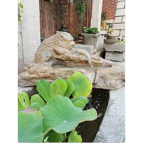 太阳能中式庭院招财貔貅流水摆件阳台庭院循环水鱼池造景室内鱼缸