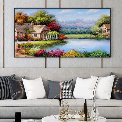 水中国风生财ycz0713流境山水意室水墨国画办公风景挂画客厅装饰