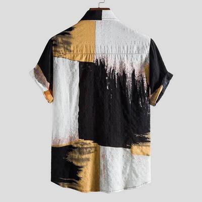 Summer Shirts Men Blouse Tops Linen Hawaii Shirt Mens 男衬衫