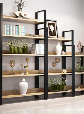 钢木置物架厅WEF多层落地精品陈列架简易简约书架客品样产品展货