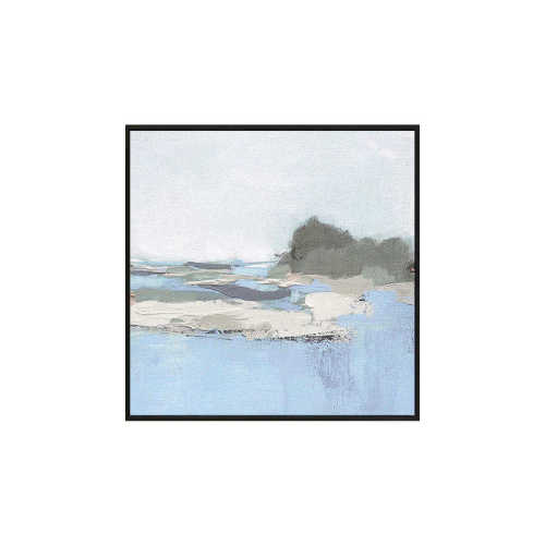 蓝色流域现代简约客厅背景墙装饰画蓝色抽象餐厅挂画卧室方形壁画